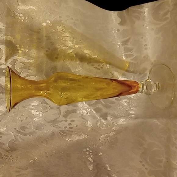 Accents Vintage Hand Blown Etched Amber Glass Bud Vase Poshmark